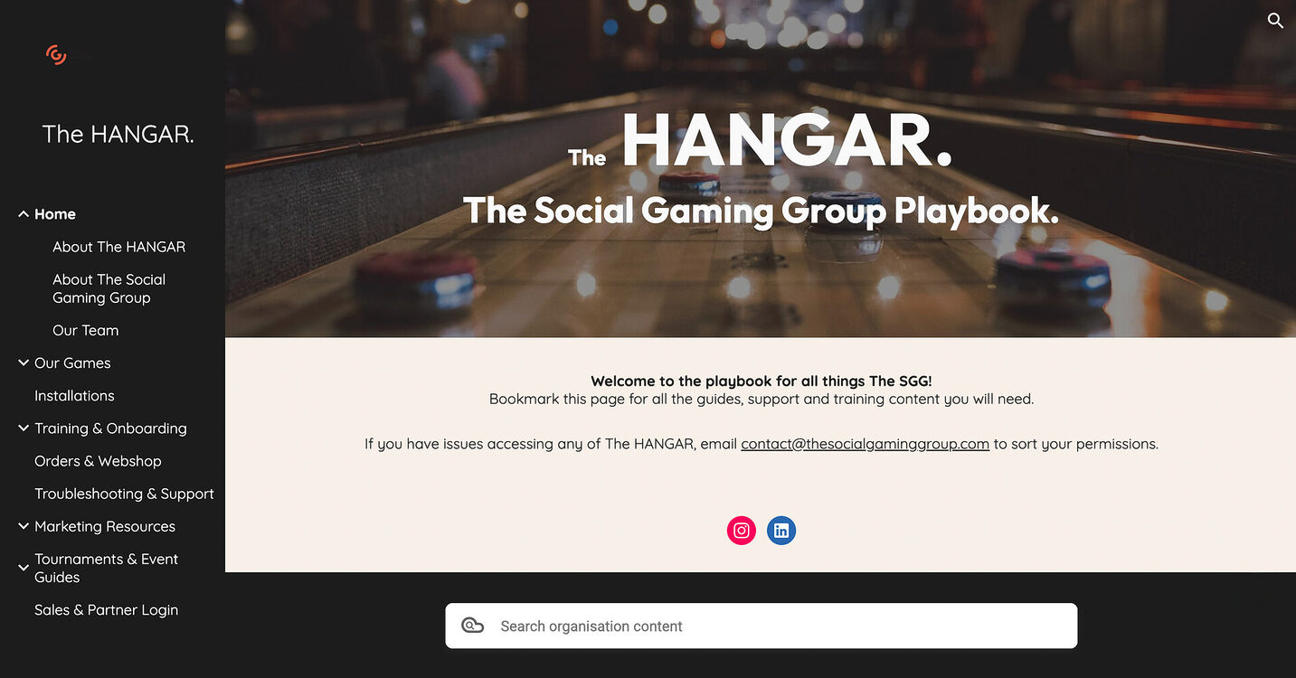 The Hangar - Front Page