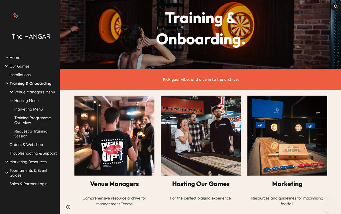 The Hangar - Training Page